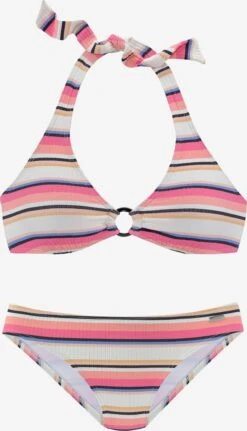 VENICE BEACH Trekants-bikinier Triangel Bikini Kvinder Lys Pink / Hvid