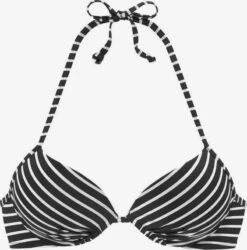 S.Oliver Push-up-bikinitoppe Push-up Bikinioverdel Kvinder Sort / Hvid