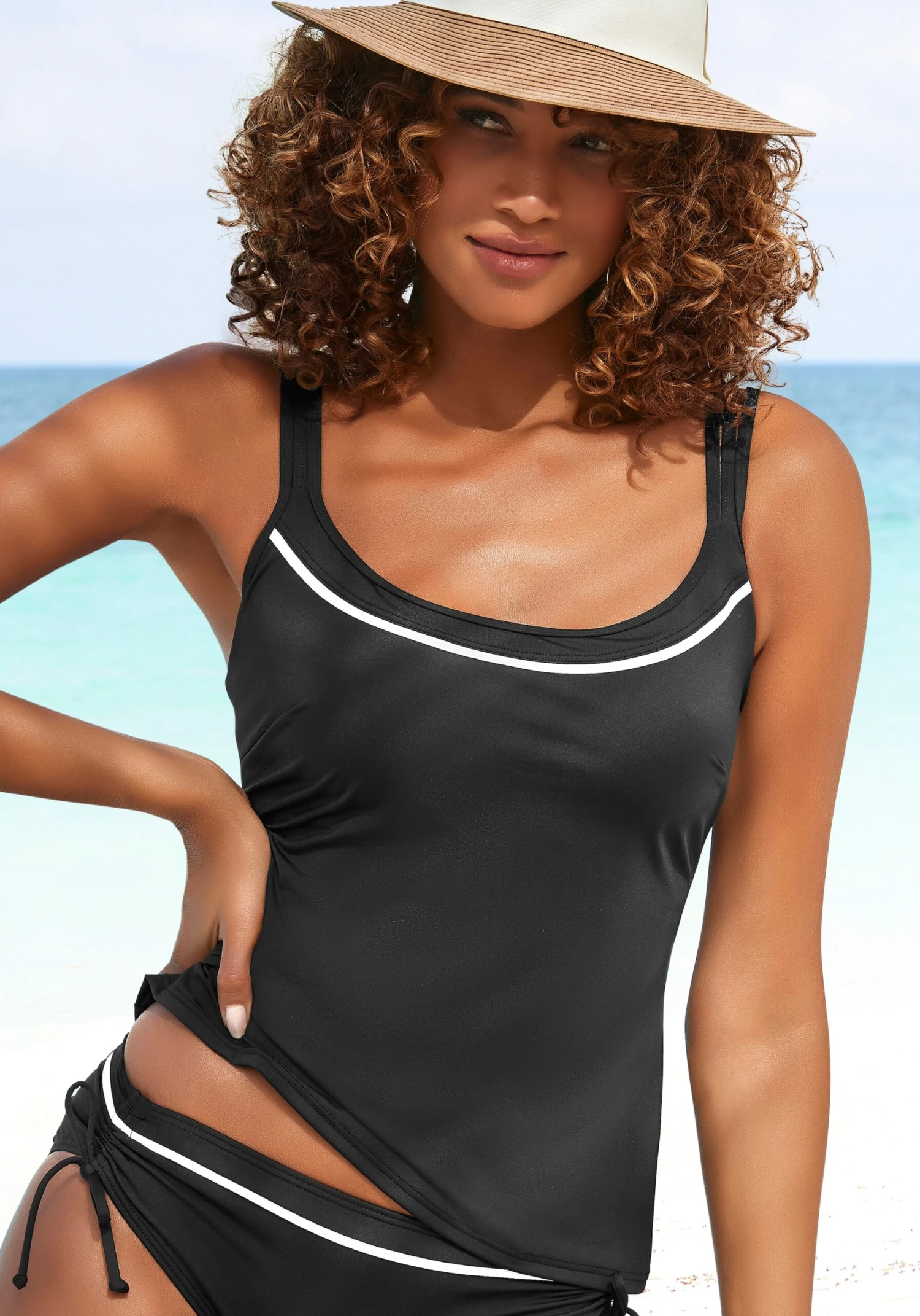 Tankinier Bustier Tankini-overdel Kvinder Sort - Billede 2