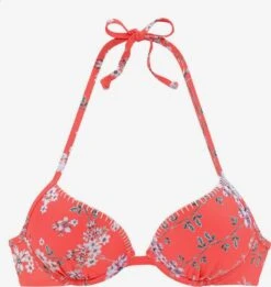 Sunseeker Push-up-bikinitoppe Push-up Bikinioverdel Ditsy Kvinder Orangerød