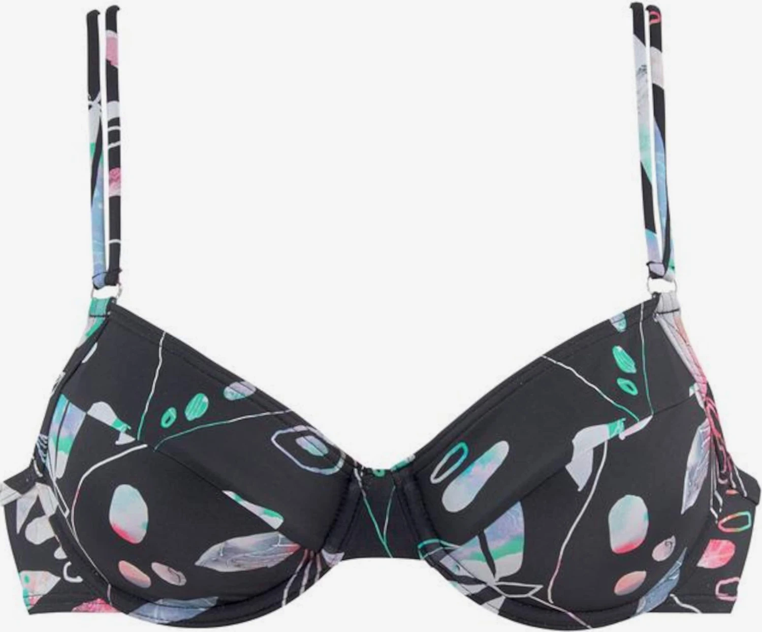 Sunseeker Bøjle-bikinitoppe T-shirt-BH Bikinioverdel Leaves Kvinder Sort