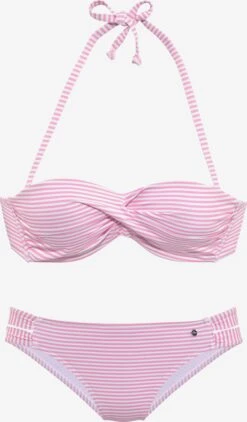 S.Oliver Bøjle-bikinier Bandeau Bikini Kvinder Lys Pink / Hvid