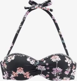 Sunseeker Trekants-bikinitoppe Triangel Bikinioverdel Ditsy Kvinder Sort