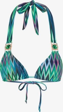 Trekants-bikinitoppe Triangel Bikinioverdel Chic In Chevron Kvinder Smaragd
