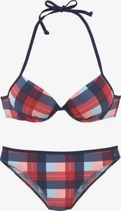 S.Oliver Push-up-bikinier Push-up Bikini Kvinder Navy / Lyseblå / Pastelrød